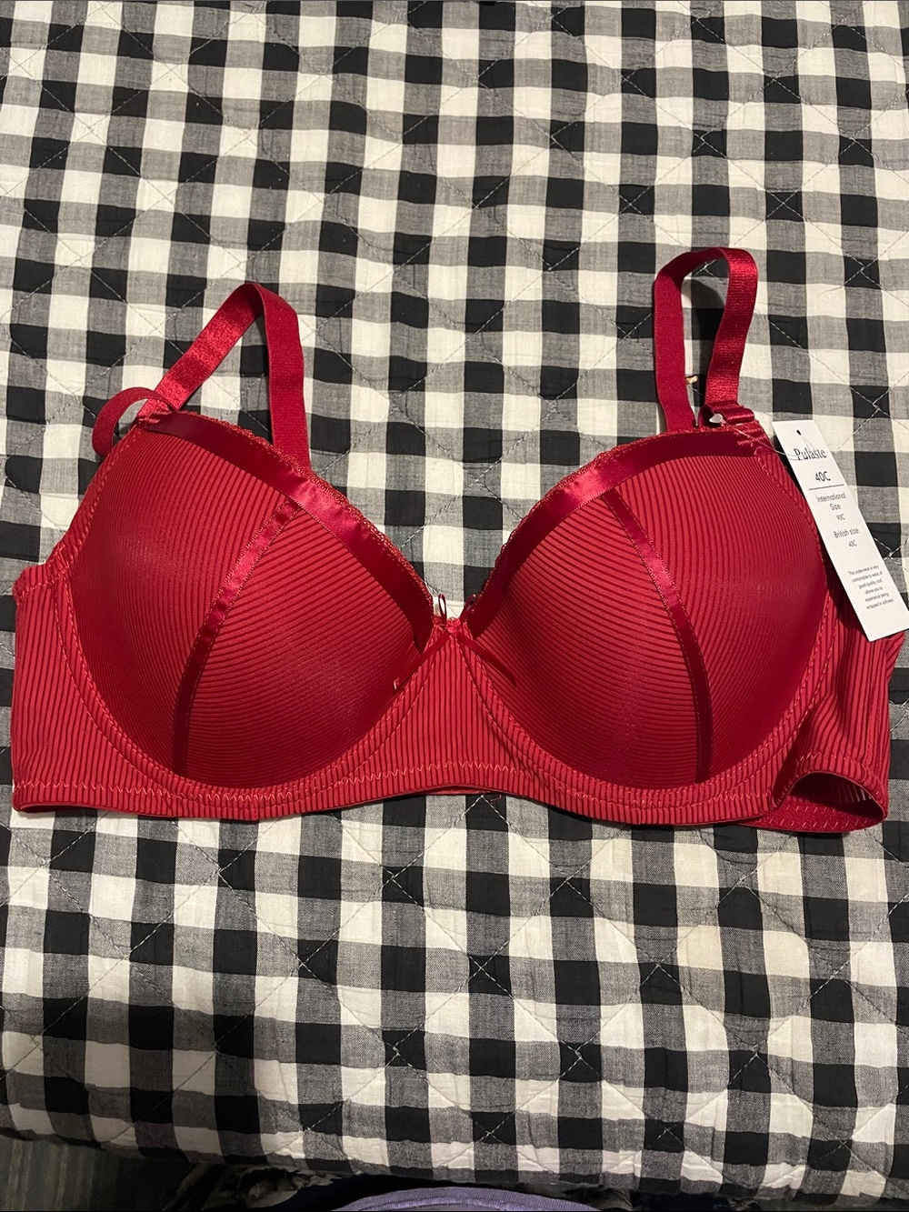 Red Women's Ribbed Underwire Bra - Unbranded